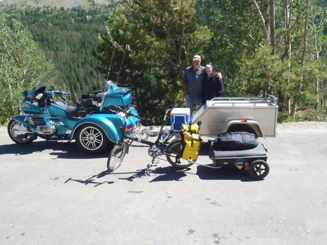 Rich and Linda, bikes and trailers, Rocky Mt Natl Pk