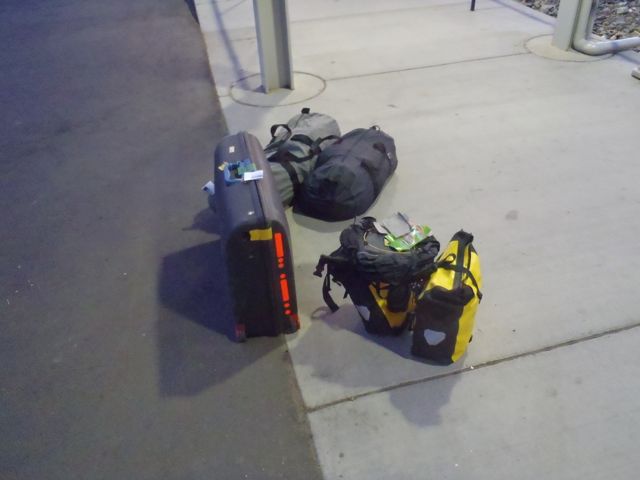 Bicycle disassembled, Amtrak station, Denver