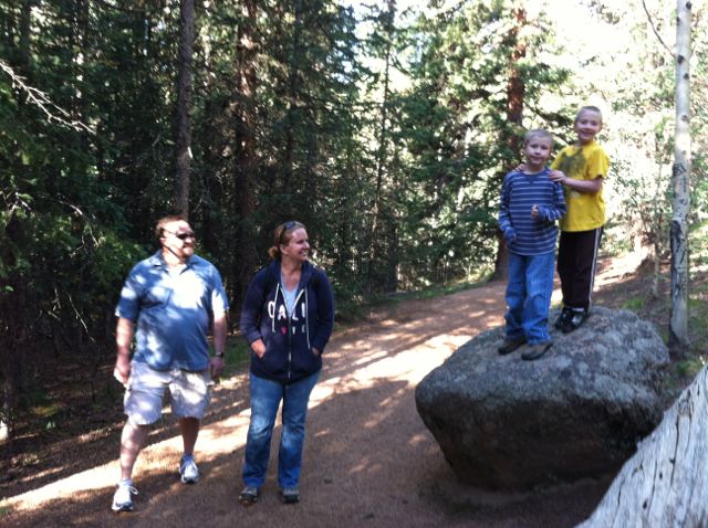 Lincoln, Carol, Tristan, and Spencer at Crags